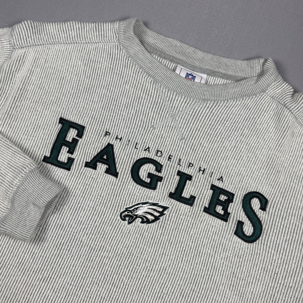 Vintage Philadelphia Eagles NFL Ribbed Sweatshirt Grey Mens Medium VF Imagewear